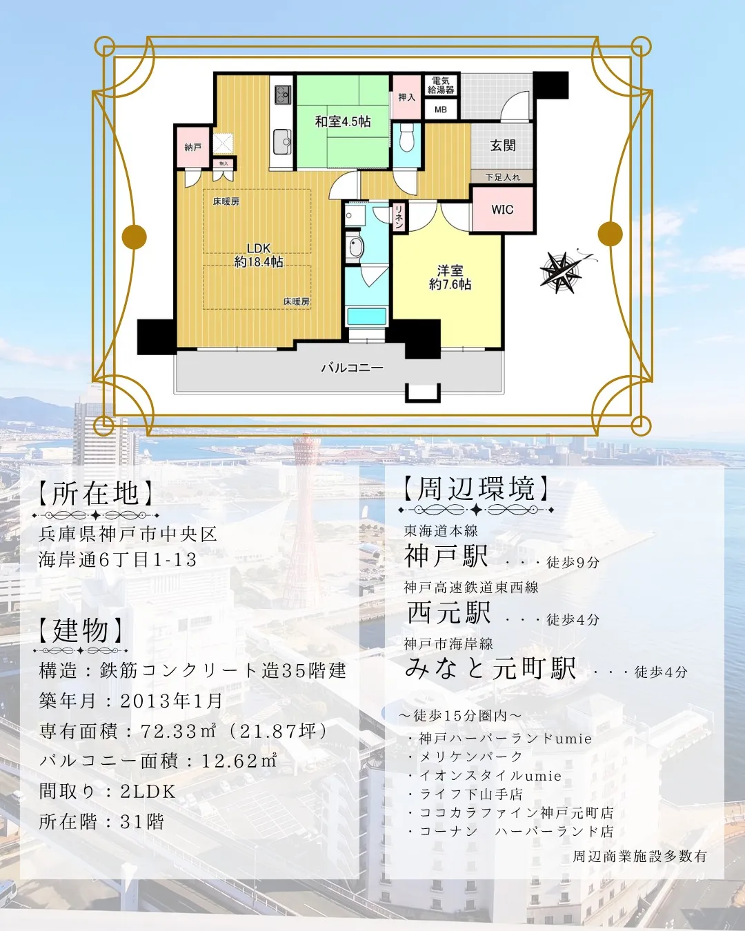 【神戸ハーバータワー 31階部分】
