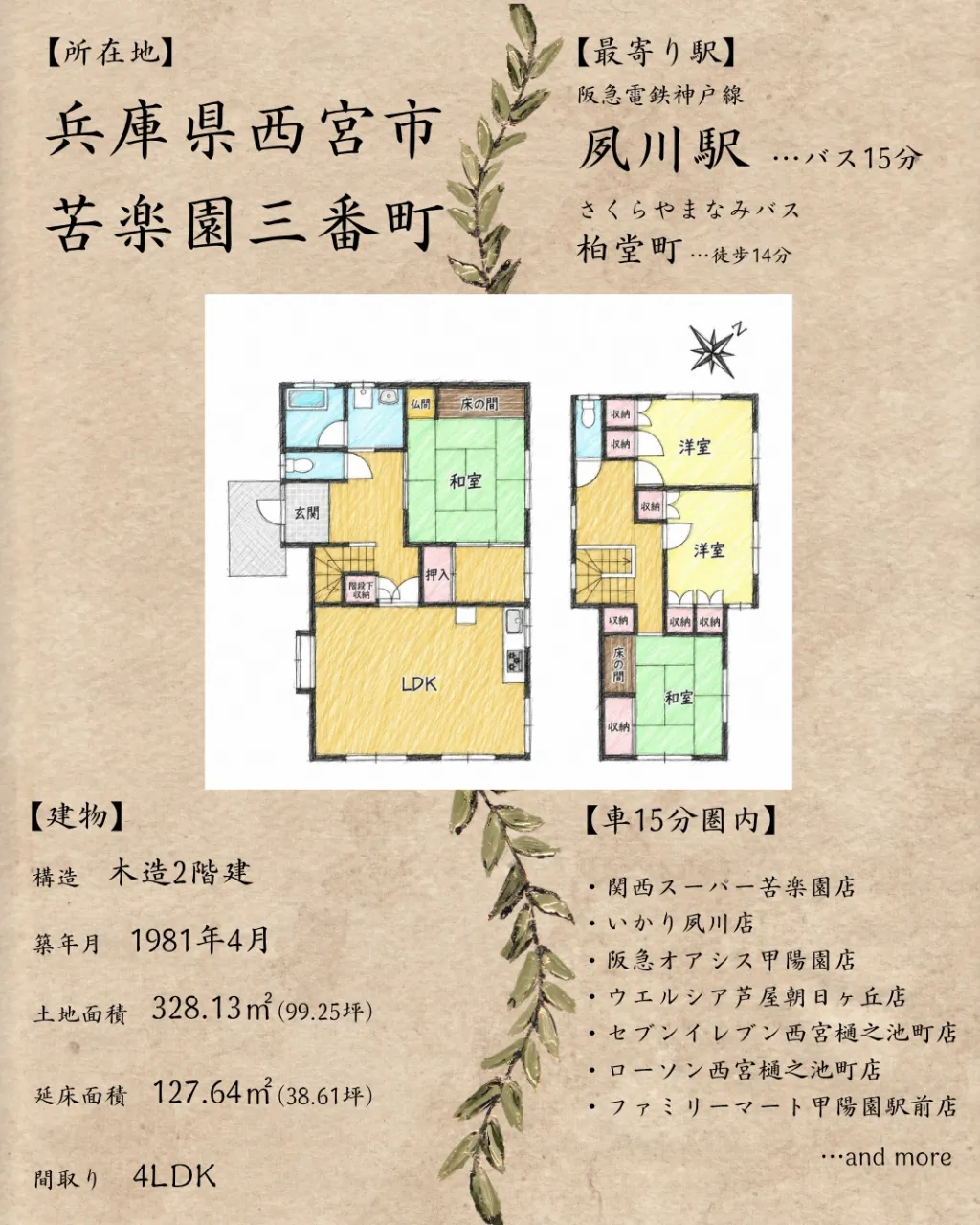 【自然豊かな苦楽園でゆったり子育て🏡✨敷地約99坪のゆとりあ...